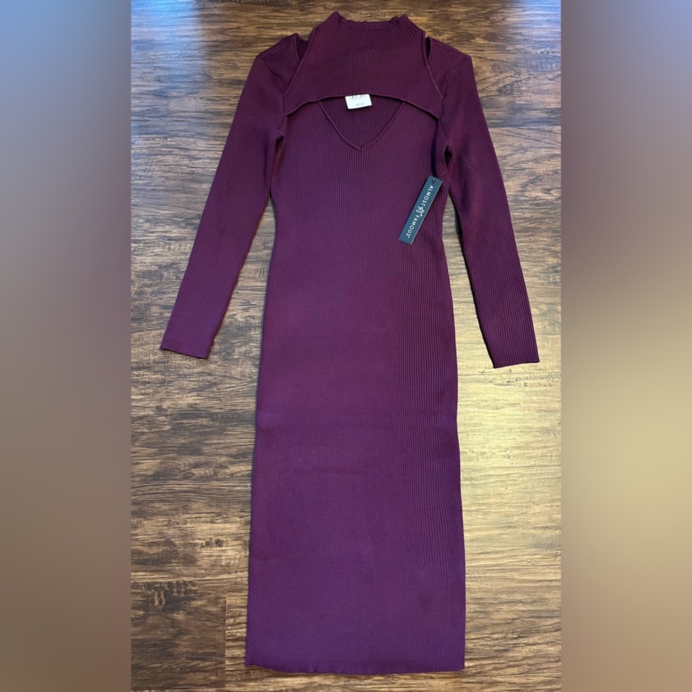 NEW Almost Famous Cutout Bodycon Long sleeve Ribbed Midi Sweater Dress Size 1X